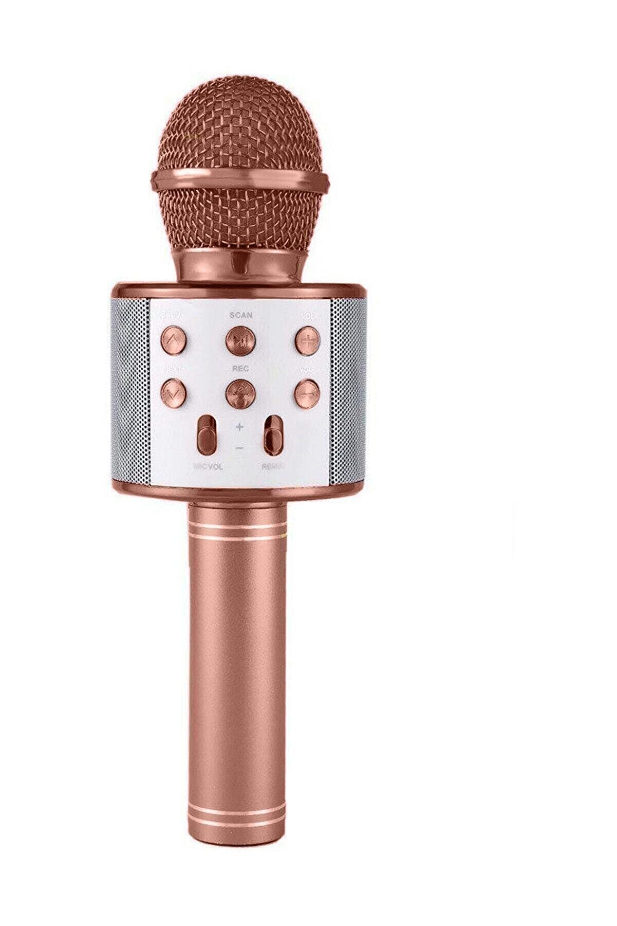 Karaoke Mikrofonlu Hoparlör - Şarjlı -Bluetooth Rose Gold (4401)