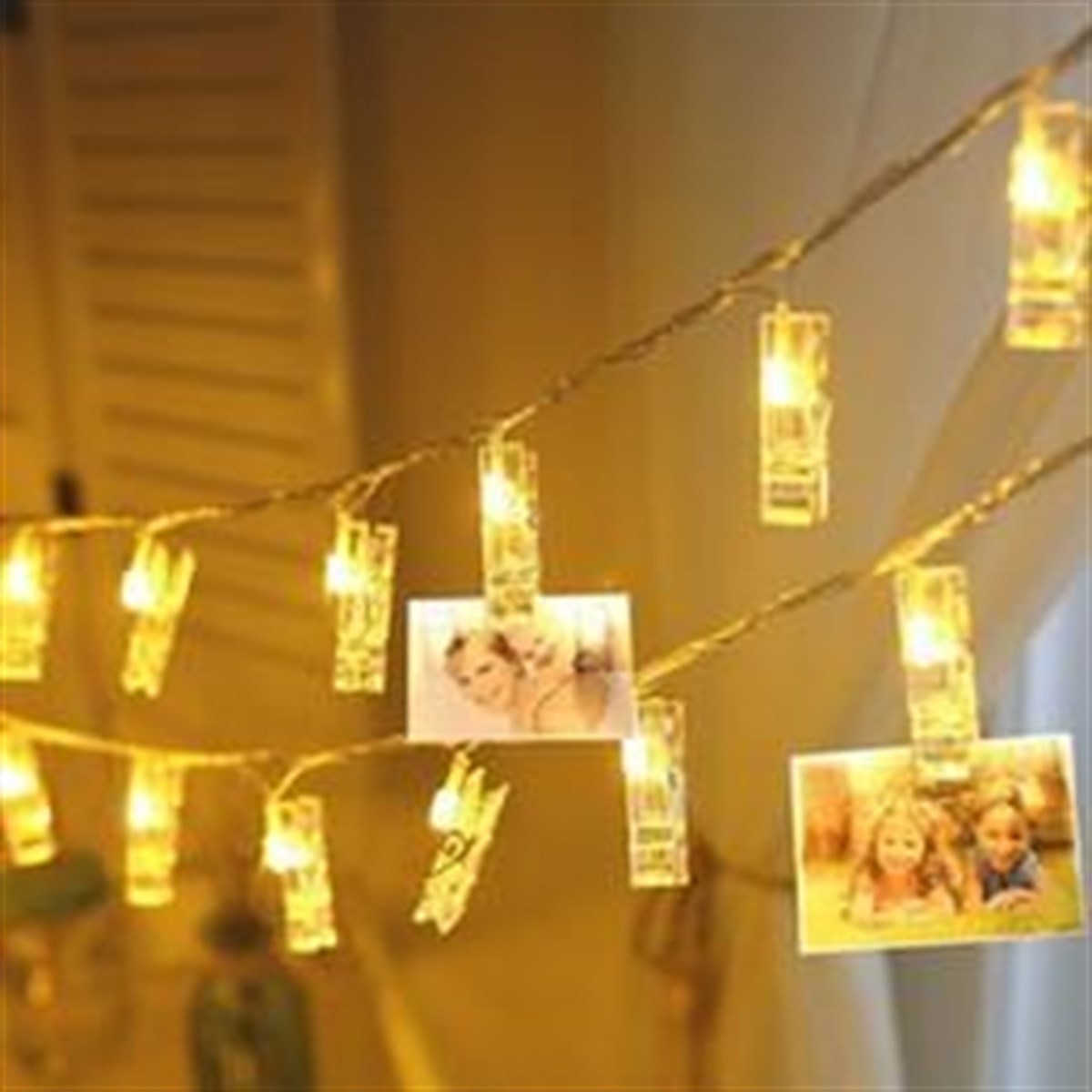 3 Metre 20&apos;li Led Işıklı Dekoratif Fotoğraf Askılığı Mandalları (4401)