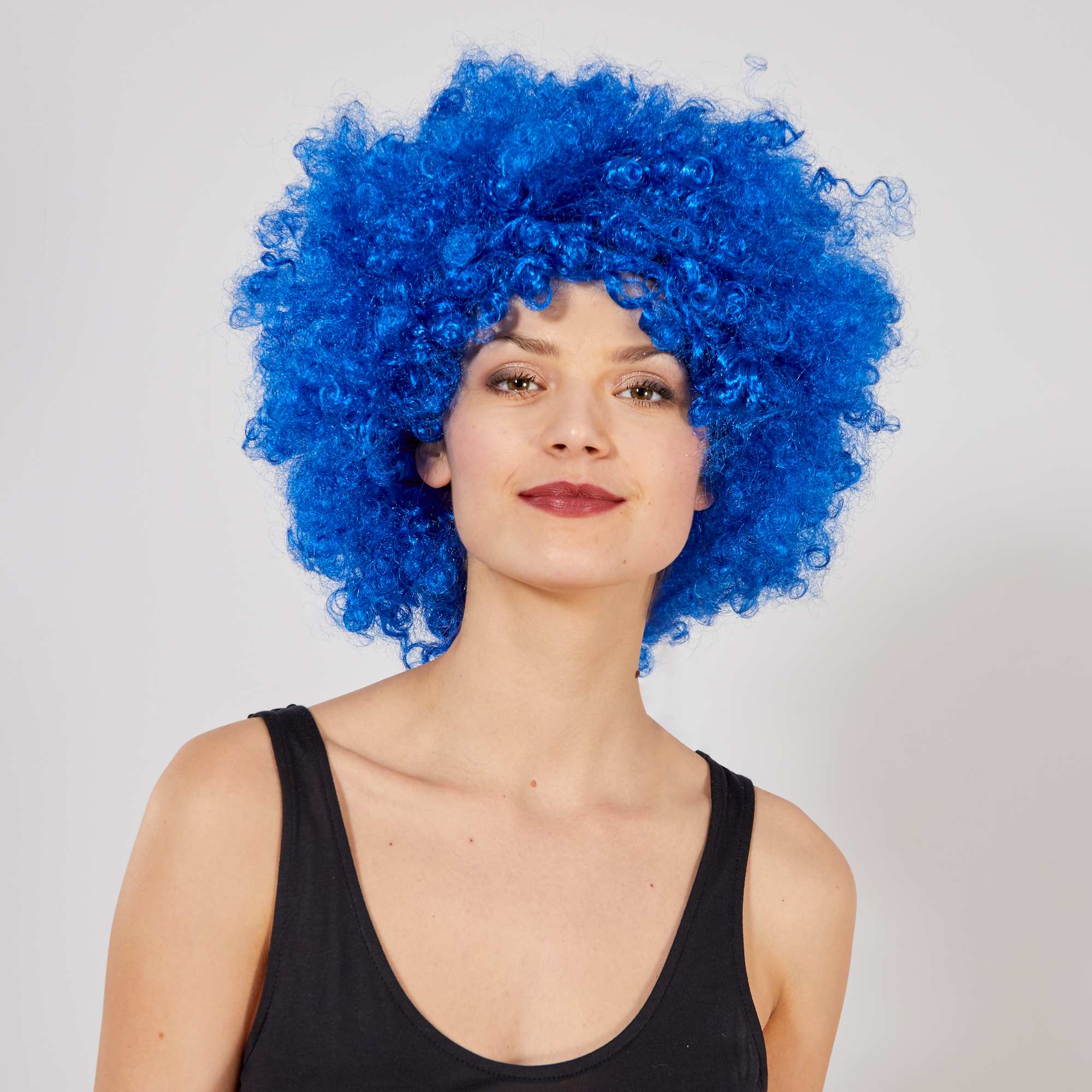 Mavi Renk Kıvırcık Afro Bonus Peruk detay görseli