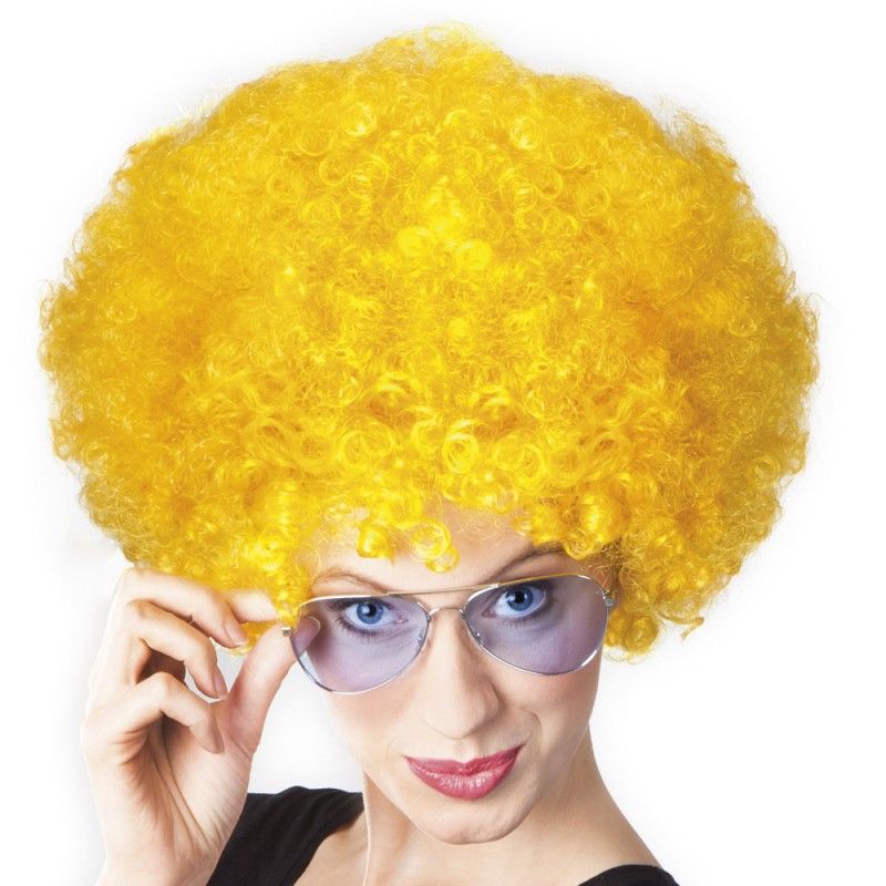 ANKAVERSE Sarı Renk Kıvırcık Afro Bonus Peruk yandan görünüm