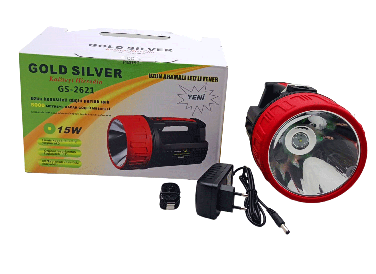 15W LED 2İN1 UZUN ARAMALI ADAPTÖR ŞARJLI EL FENERİ PROJEKTÖR (4401)