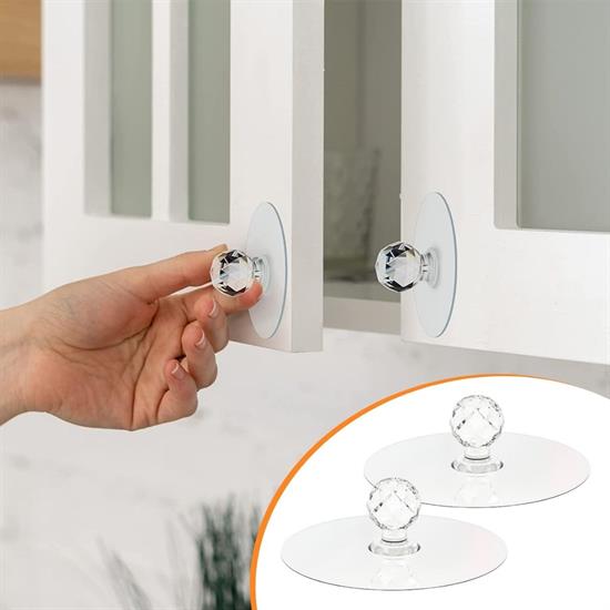 2 Adet Kristal Kendiliğinden Güçlü Yapışkanlı Kulp Askısı Tutma Kolu (4401)