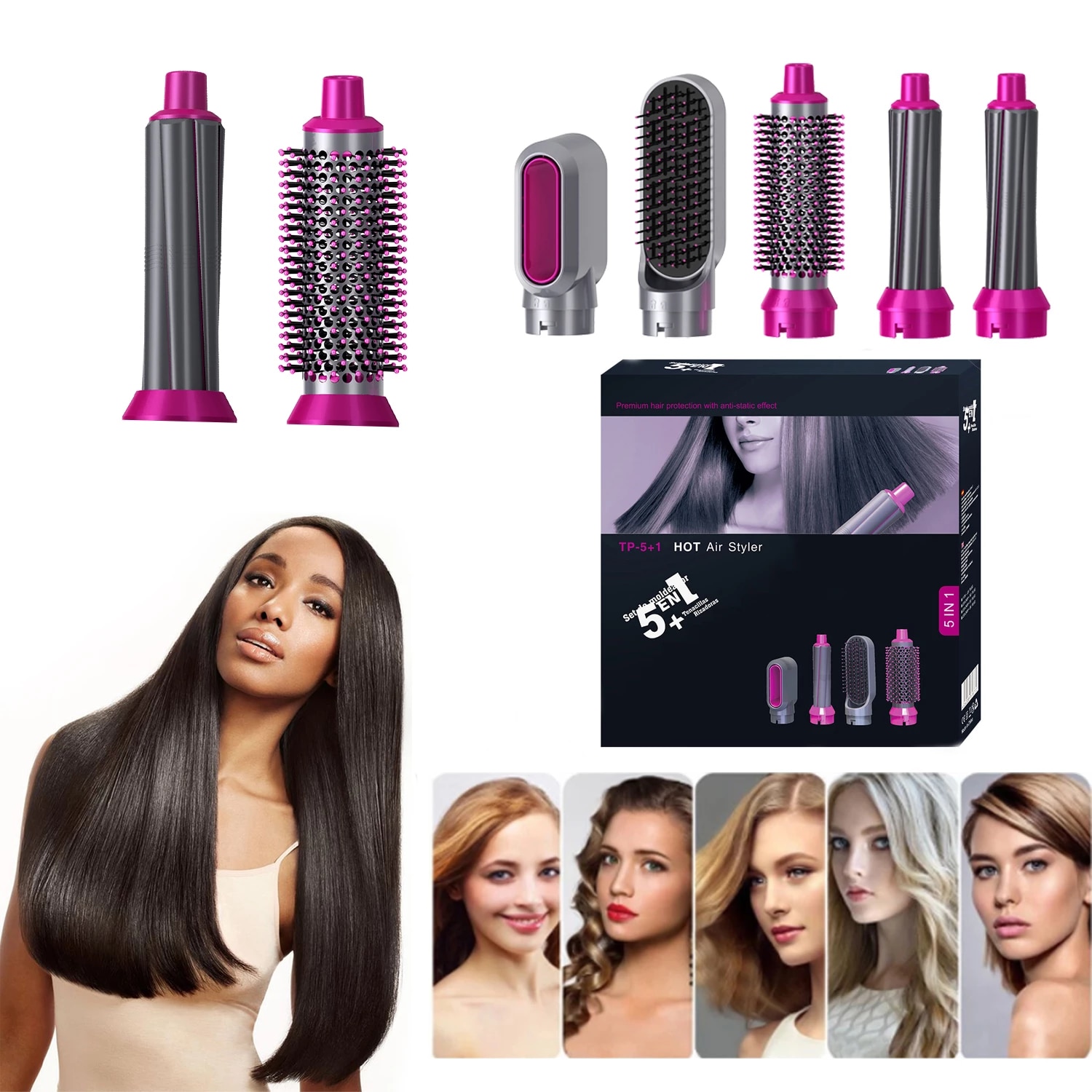 5in1 Komple Saç Şekillendirici 5 Başlıklı Set (4401)