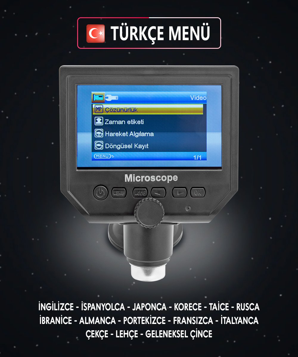  PM-18798 4.3 LCD Ekranlı 3.6 MP Taşınabilir HD Dijital Mikroskop