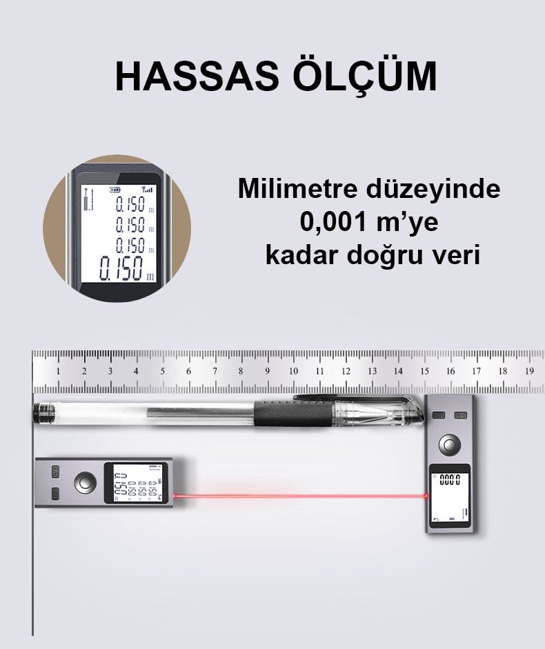  40 Metre Mini Lazer Mesafe - Açı Ölçer PM-13000