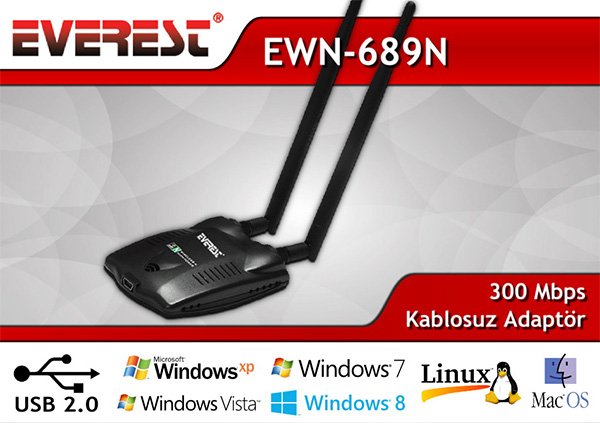 Everest EWN-689N 300 Mbps Çift Anten Wireless Adaptör