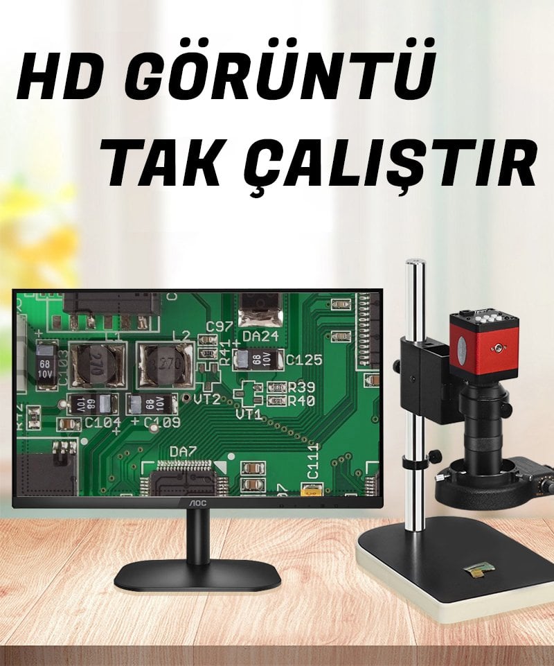 HDMI-VGA Bağlantılı Profesyonel Dijital Büyüteç - Mikroskop PM-16755