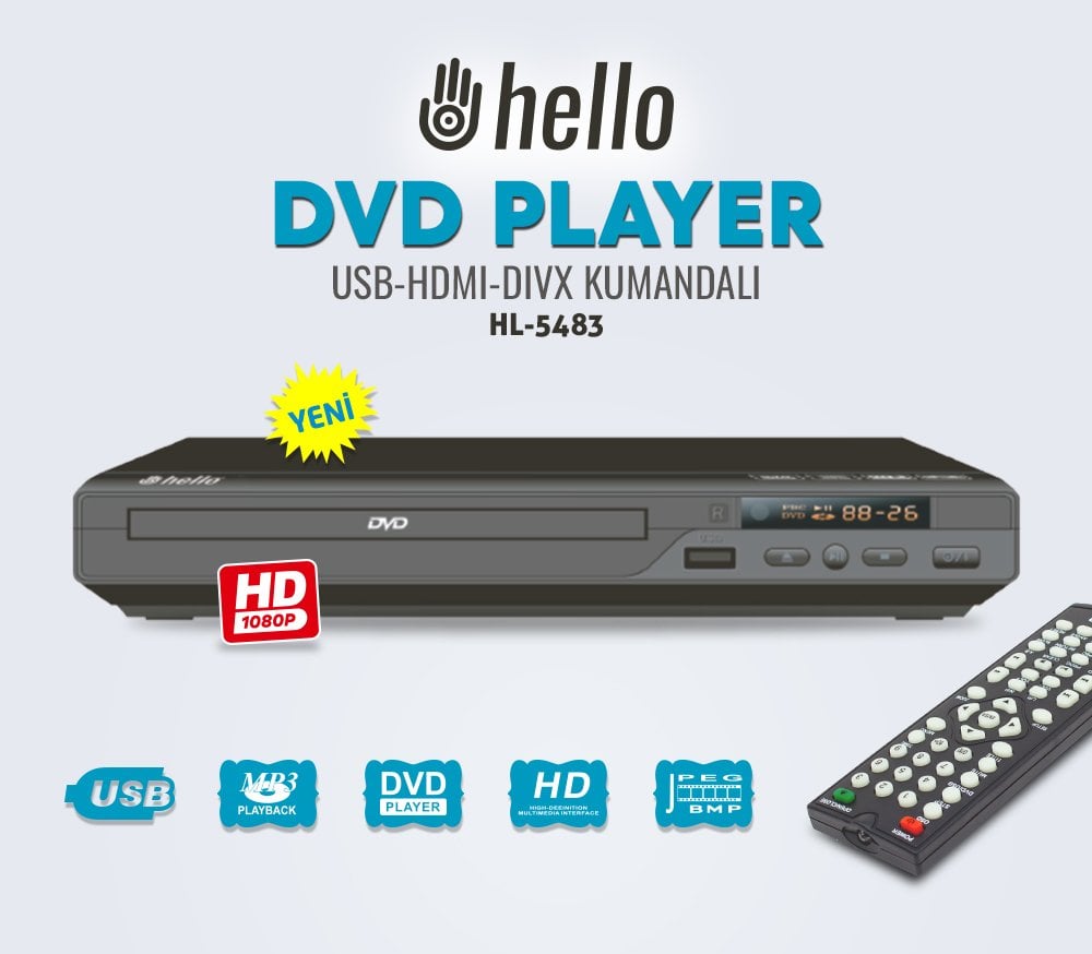 Hello HL-5483 USB-HDMI-DIVX Kumandalı DVD Player İçerik