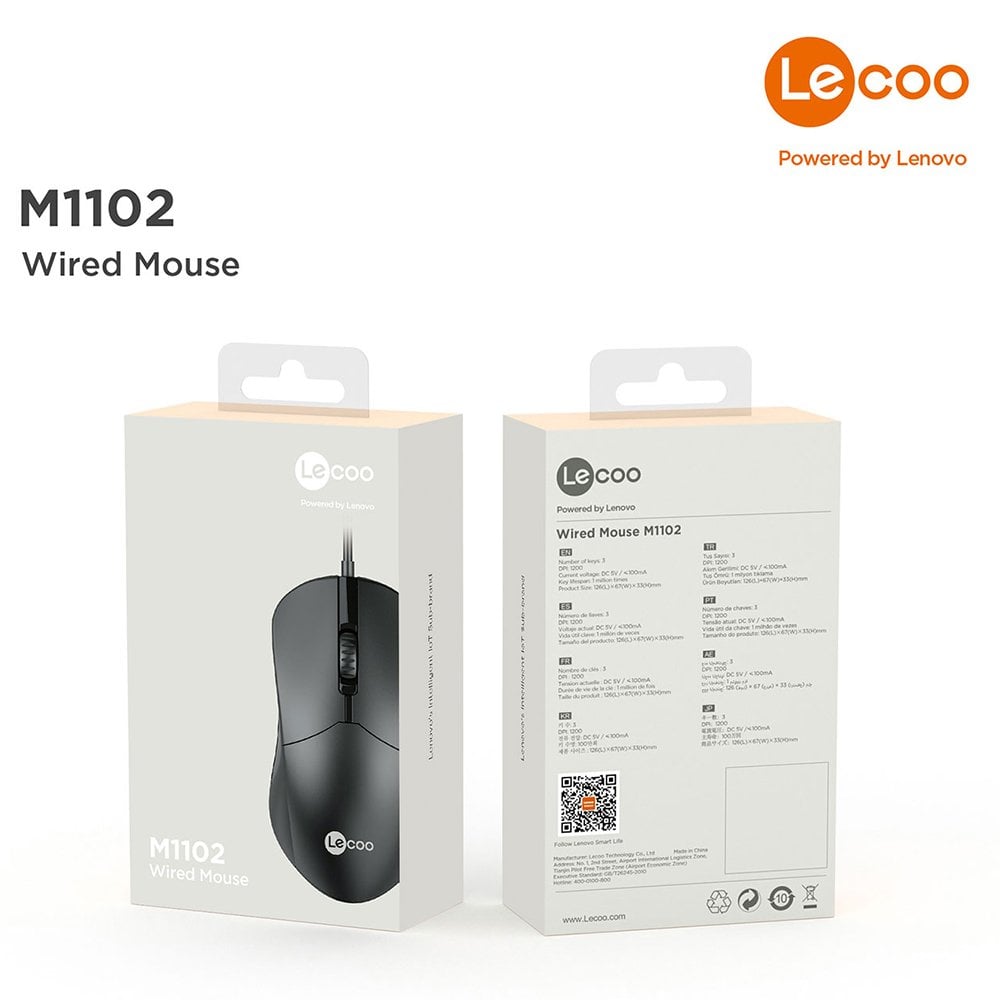 Lenovo Lecoo M1102 1200 DPI 3 Tuşlu USB Kablolu Optik Mouse