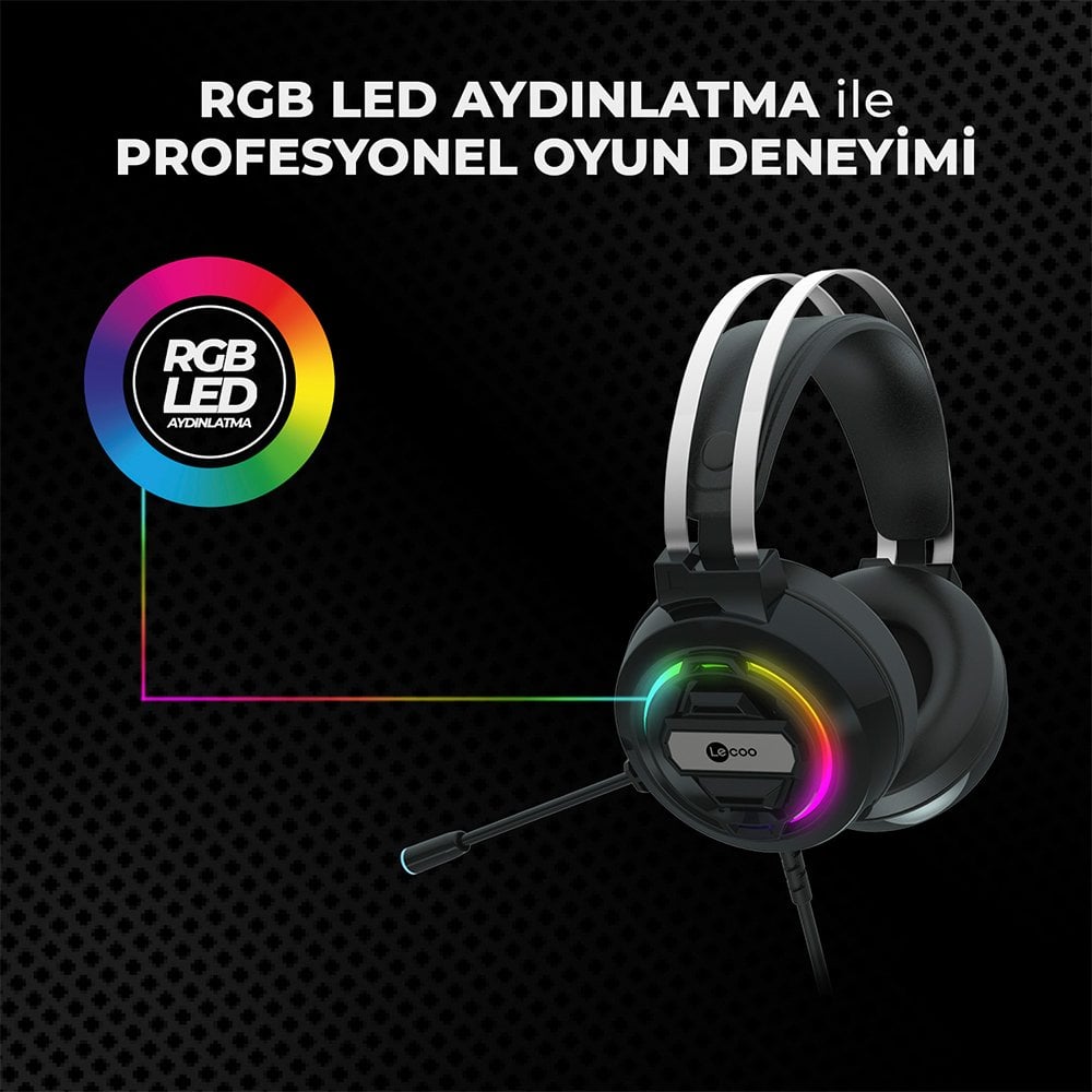 Lenovo Lecoo HT401 USB 2.0 Kulak Üstü RGB Ledli Gaming Oyuncu Kulaklık