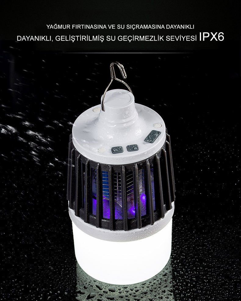  MX-858 USB'li Sinek Öldürücü Özellikli 3 Modlu Şarjlı Kamp Feneri