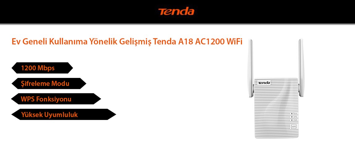 Tenda-A18-1200-Mbps-Kablosuz-AC-Dual-Band-Harici-Antenli-Menzil-Genişletici