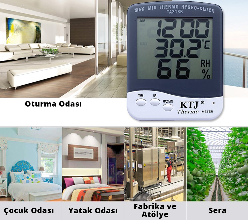  PM- 6233 Termometre Oda Tipi Ekranlı Sıcaklık - Nem Ölçer