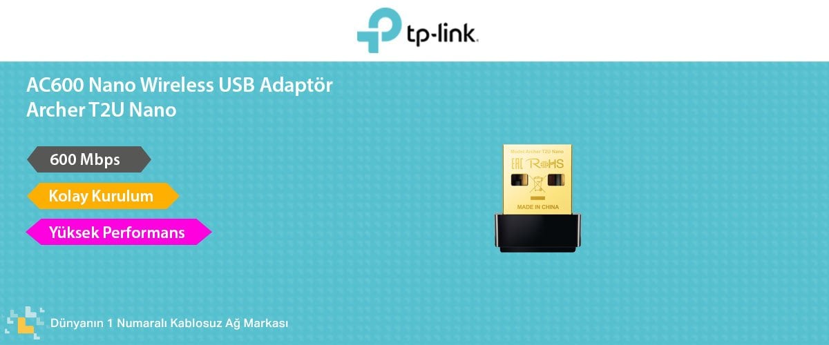 TP-Link Archer T2U Nano AC600 600 Mbps USB Wireless Adaptör