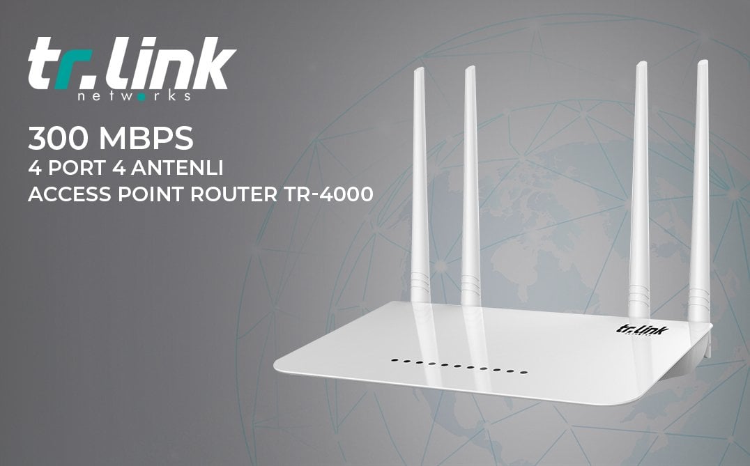 Tr-Link 300 Mbps 4 Port 4 Antenli Access Point Router TR-4000