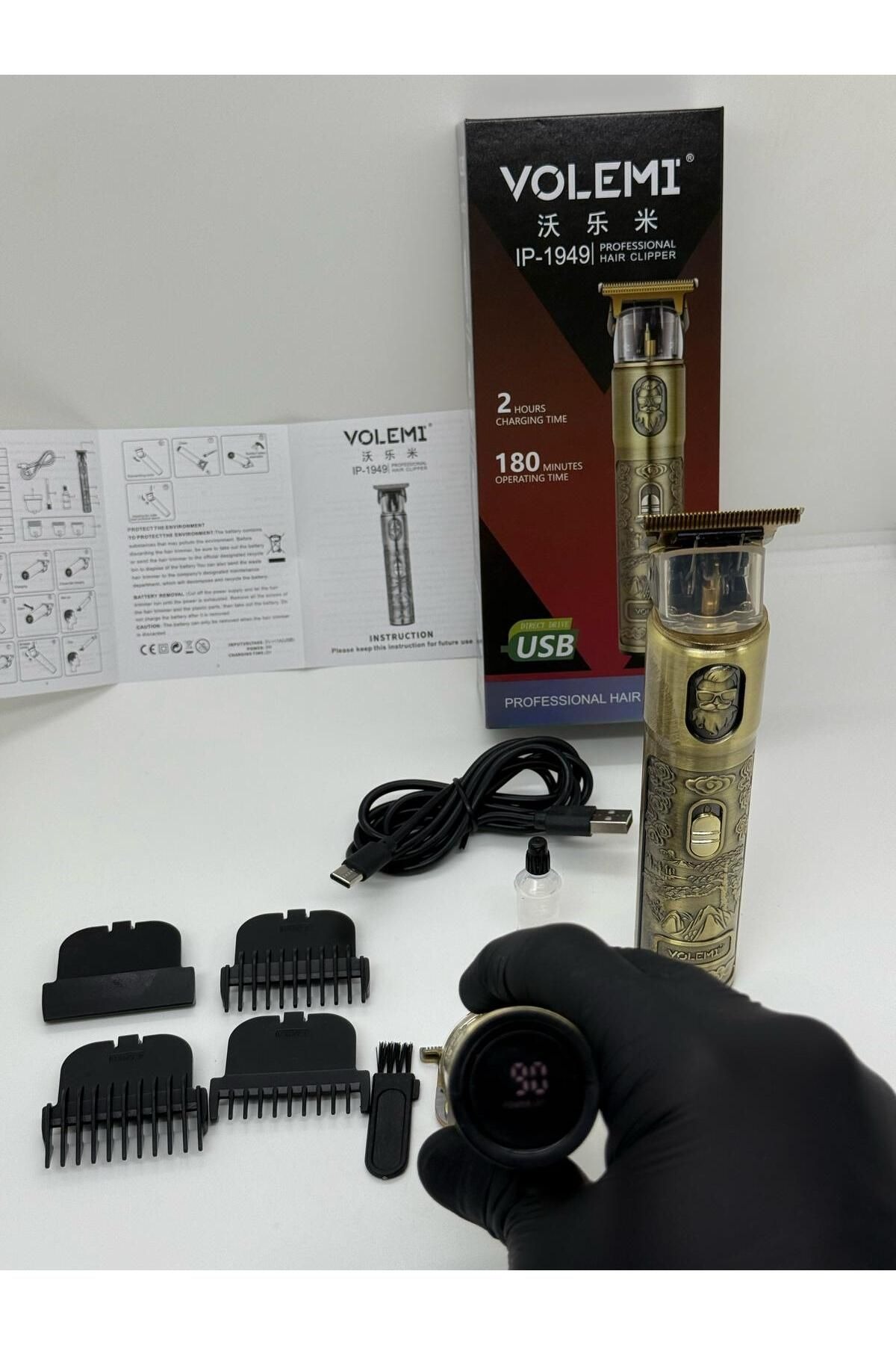 Go İthalat Di̇ji̇tal G&ouml;stergeli̇ Sa&ccedil; Sakal Tıraş Maki̇nesi̇ - Sıfıra Yakın - Ip-1949 (4457)