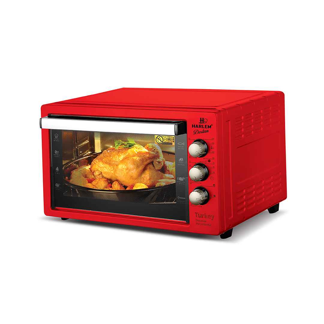 HARLEM HAF-441 DESTAN ELEKTRİKLİ KIRMIZI KARE FIRIN 40-42LT 1500W (4401)