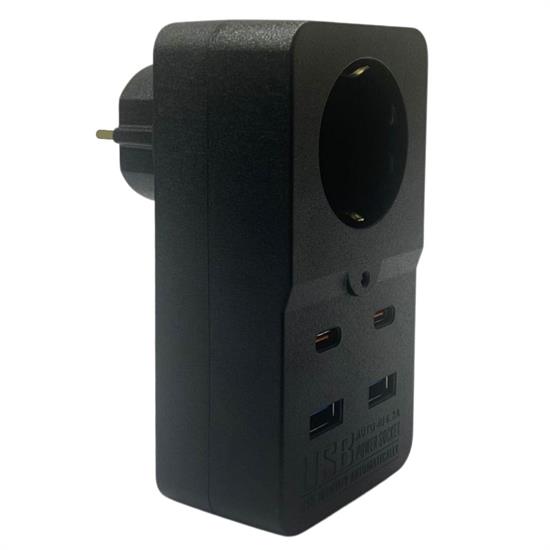 Isıya Dayanıklı Termal Akım Korumalı 1 Priz Girişli 2 USB Girişli 2 TYPE-C Girişli Pirz (4401)