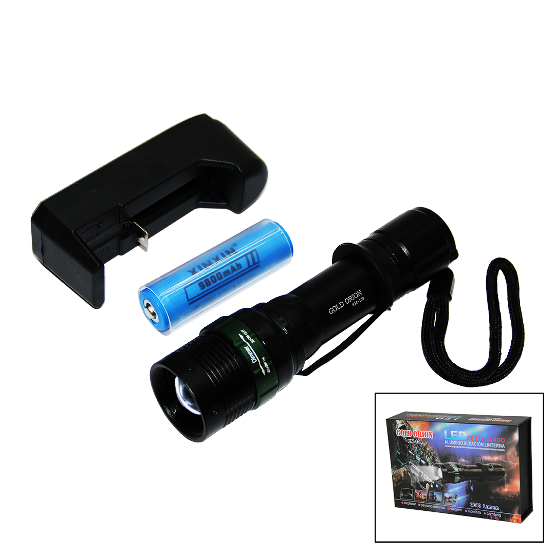 LED FLASH LIGHT ZOOMLU EL FENERİ FİŞ ŞARJLI - METAL KASA (4401)