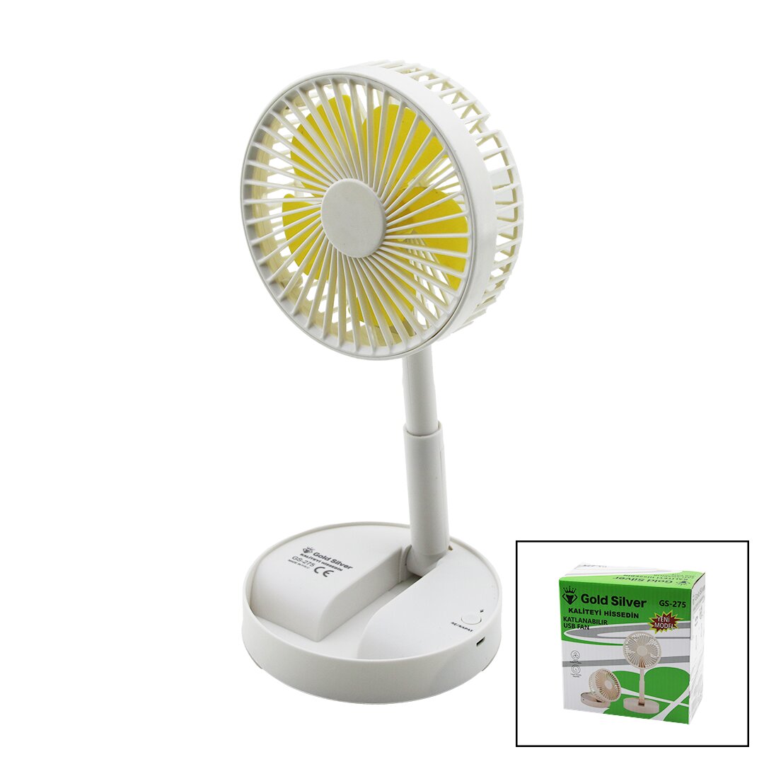 MASA ÜSTÜ VANTİLATÖR USB ŞARJLI KATLANIR FAN yan görünüm