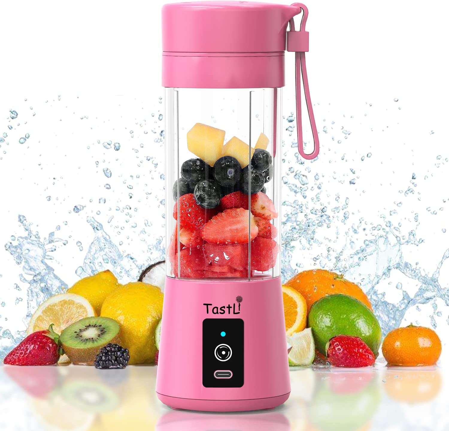 Portatif Taşınabilir El Blender 380 Ml Usb Şarjlı Pembe (4401)