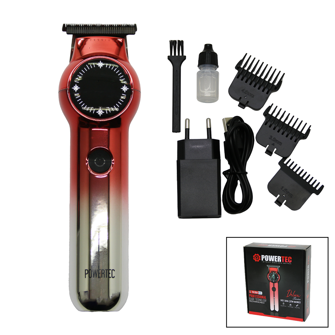POWERTEC TR-958 DİJİTAL GÖSTERGE - TURBO SAÇ SAKAL ENSE ÇİZİM TRAŞ MAKİNESİ (4401)