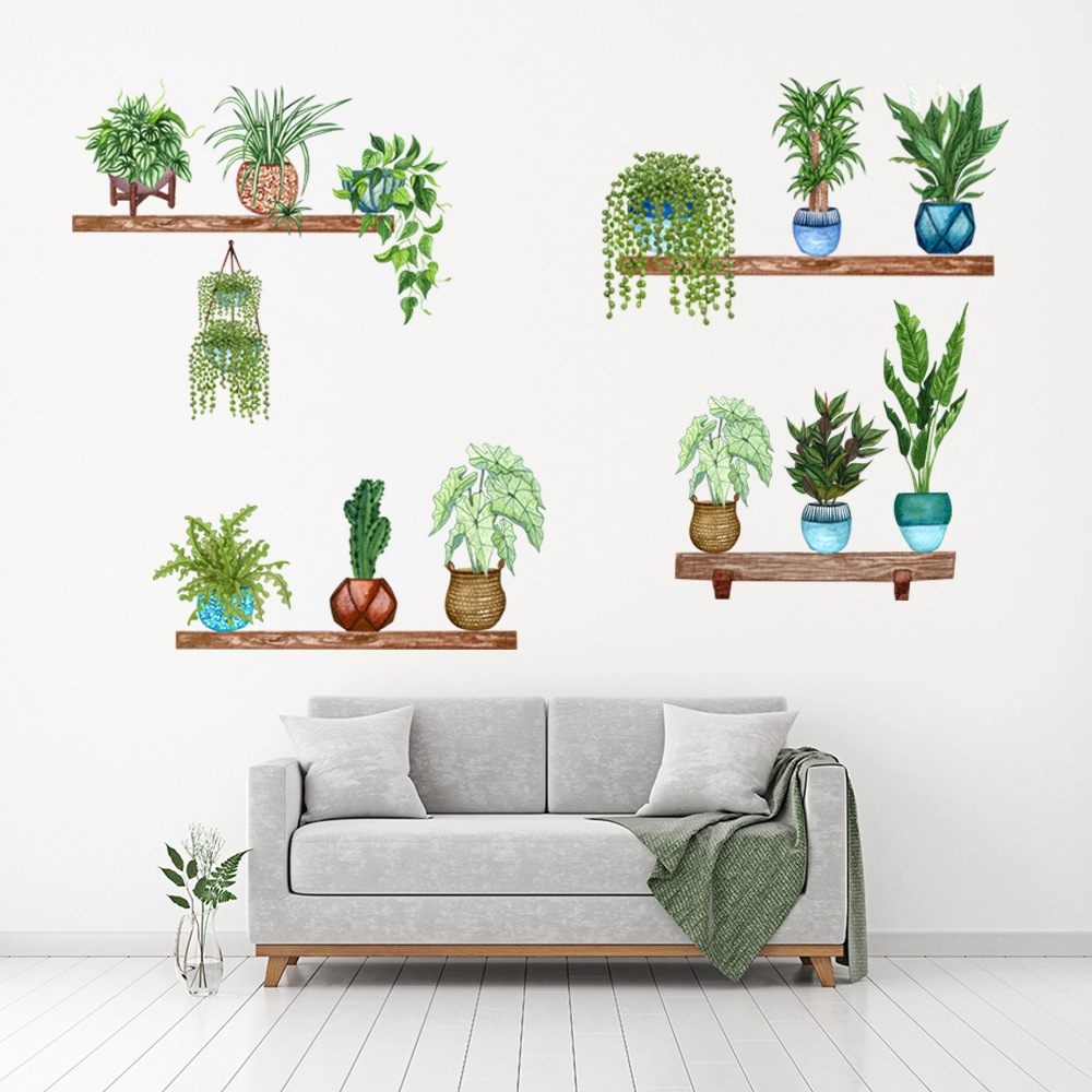 Raflı Saksılı Çiçek Tasarımlı Sticker Uygulama