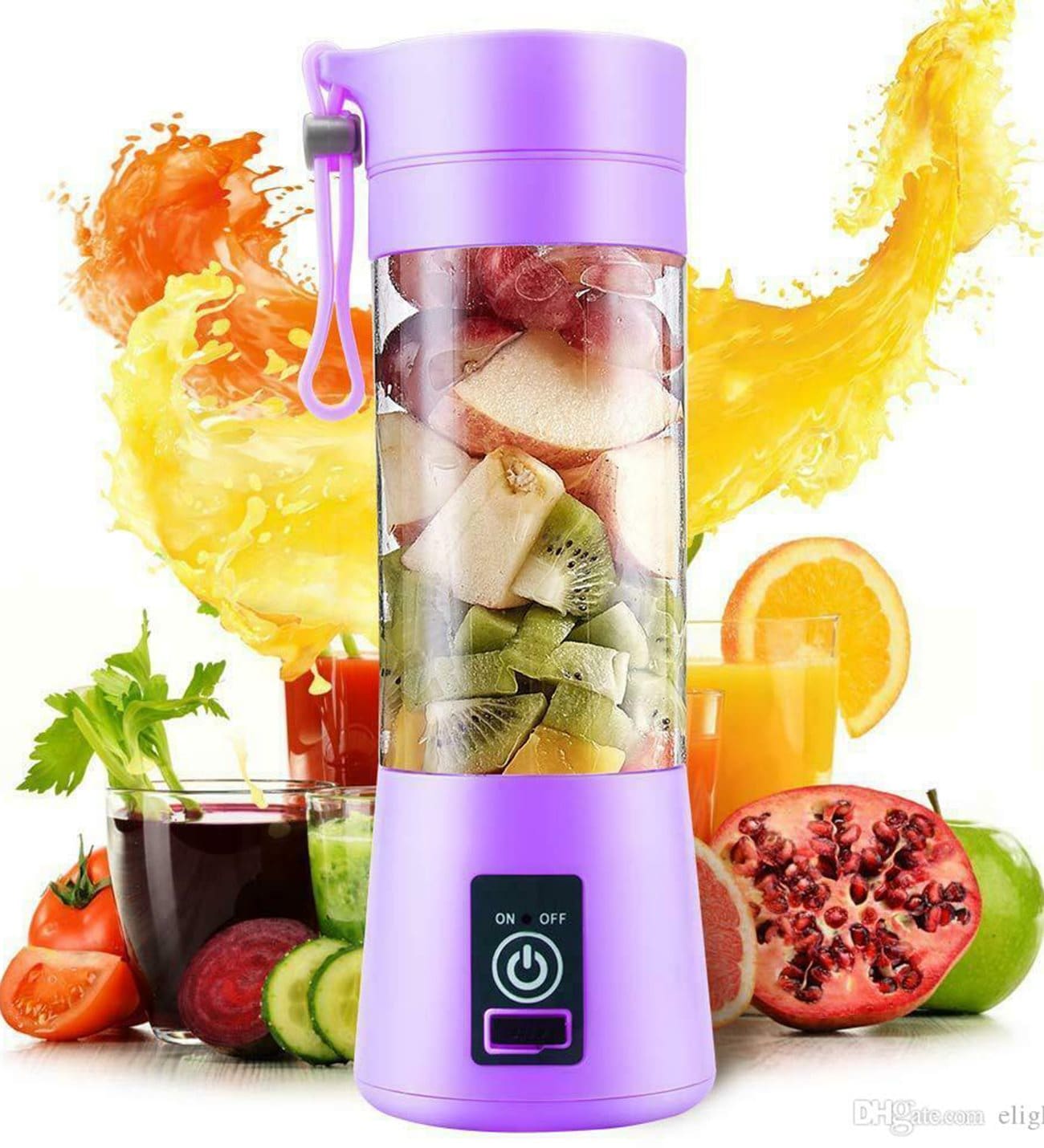 Şarjlı Portatif El Blenderi 380 Ml Usb Kablolu Mor (4401)