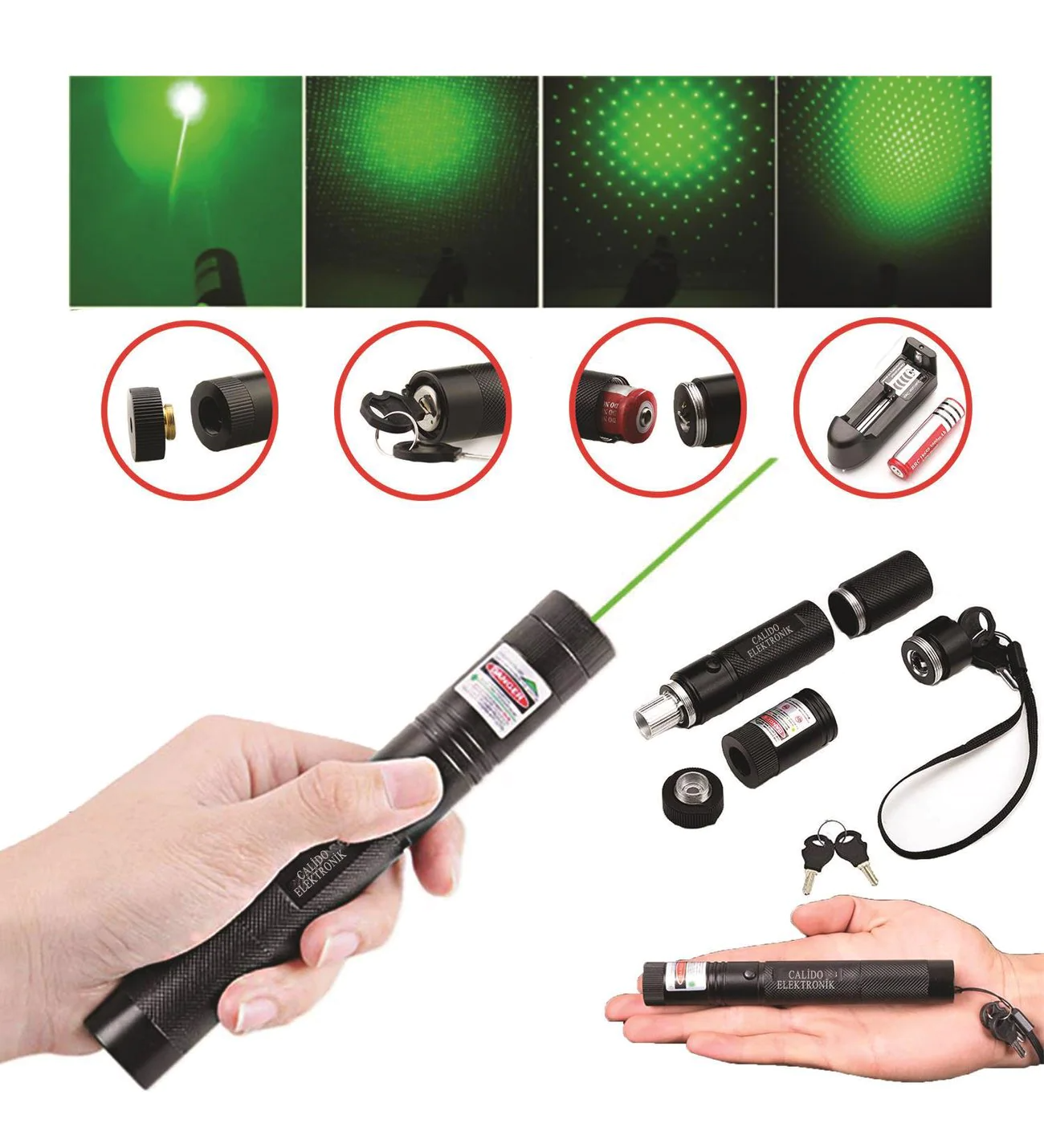 Şarjlı Yeşil Lazer Yakıcı Pointer 15 Km lazer 1000 mv (4401)