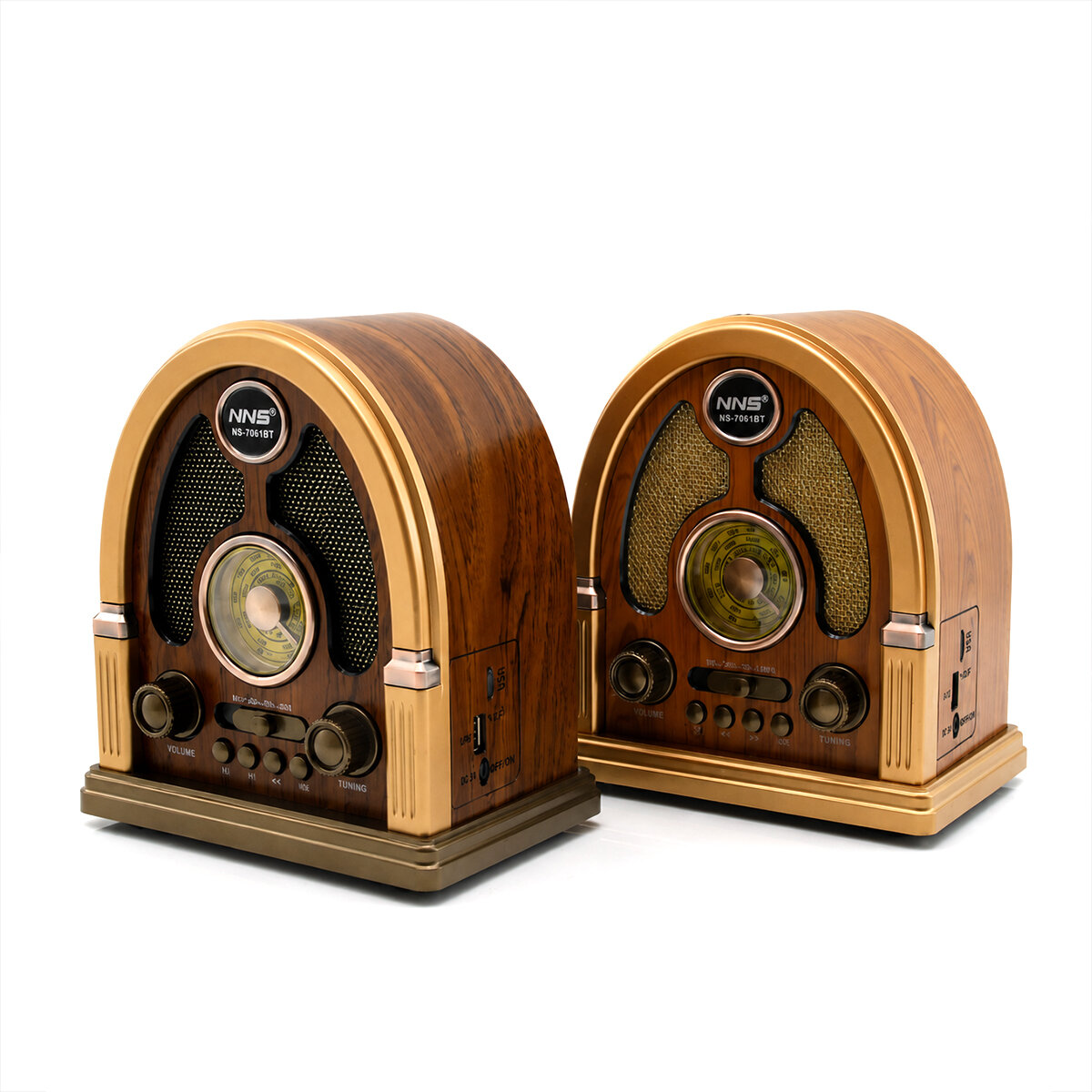 USB ŞARJLI - NOSTALJİ BLUETOOTH İBRELİ FM RADYO MP3 USB - TF PLAYER SPEAKER NS-7061BT PL-4711 (5296)