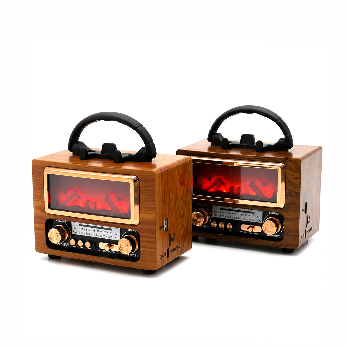 USB ŞARJLI - ŞÖMİNE İBRELİ FM RADYO RETRO MP3 USB - TF PLAYER SPEAKER NS-901BT (5296)