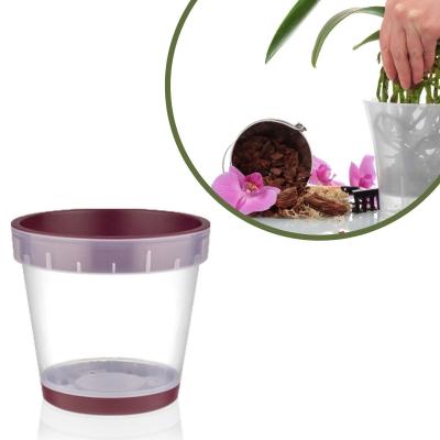 Plastik 2,3 Lt Kapasiteli Hava Delikli Alt Tabaklı Şeffaf Orkide Çiçek Saksısı