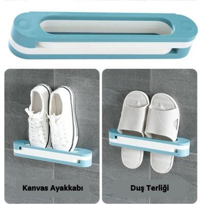 Plastik Banyo Terlik Ve Havlu Tutucu Portatif Pratik Kapı Arkası Duvara Yapıştırmalı Ayakkabı Rafı