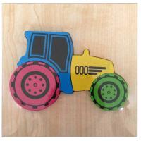 Traktör Puzzle Renkli Ahşap Yapboz Sevimli Taşıtlar Koordinasyon Geliştirici Standlı