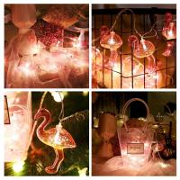 10'lu Pilli Led Flamingo Dekoratif Işık Zinciri Aydınlatma 1,5 Mt