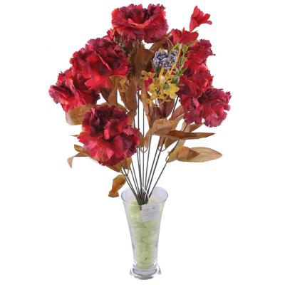 11 Dallı 50 cm Dekoratif Karanfil Kırmızı Renkli Yapay Çiçek