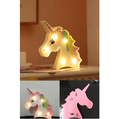 3D Unicorn Dekorlu Pilli Led Masa Ve Gece Lambası