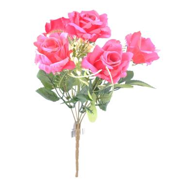 5 Dallı 28 cm Gül Yapay Çiçek Kırmızı-CK010KZ