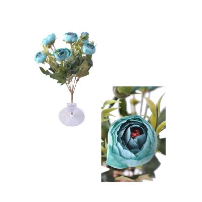 6 Dallı 28 cm Şakayık Gül Yapay Dekoratif Mavi Gül Demeti Çiçek
