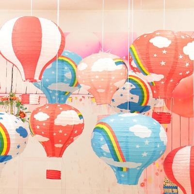 Dekoratif Renkli Kağıt Dilek Feneri Balonu Renkli Uçan Balon