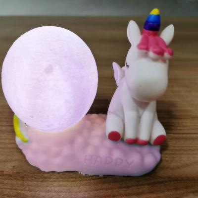 Dekoratif Renk Değiştiren Unicornlu Pembe Çocuk Gece Lambası