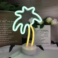 Dekoratif Palmiye Ağacı Tasarımlı Neon Pilli Led Gece Lambası
