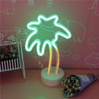 Dekoratif Palmiye Ağacı Tasarımlı Neon Pilli Led Gece Lambası
