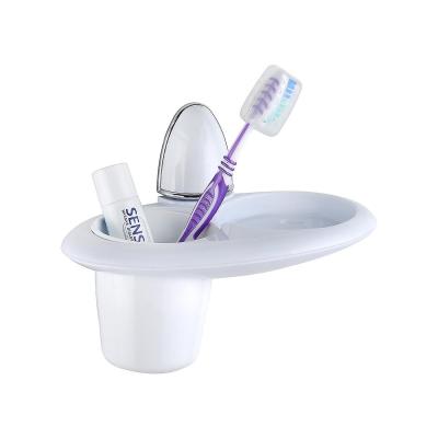 Diş Fırçası ve Diş Macunu Kutusu Tutacağı Plastik Beyaz Fırçalık