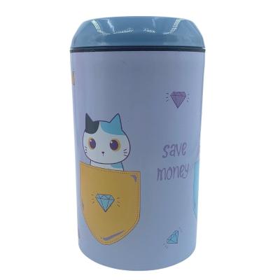 Plastik Mavi Gülen Yüzlü Kedili Zor Açılan Kız Erkek Çoçuk Kumbarası- TP-284