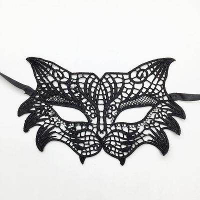 Siyah Renk Kedi Model Dantel İşleme Parti Maskesi