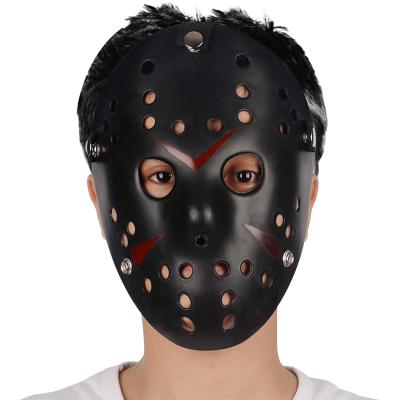 Siyah Renk Kırmızı Çizgili Tam Yüz Hokey Jason Maskesi Hannibal Maskesi