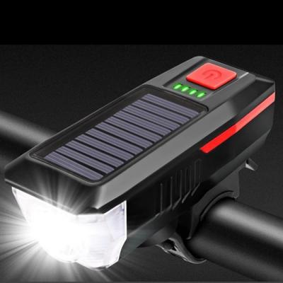 Solar Enerjili USB ile Şarj Edilebilir Ledli Bisiklet Feneri Kornalı ve Su Geçirmez Far
