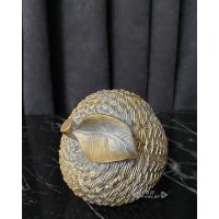 Go ithalat® Dekoratif Modern Hasır Elma Biblo - Yaldızlı Gümüş 